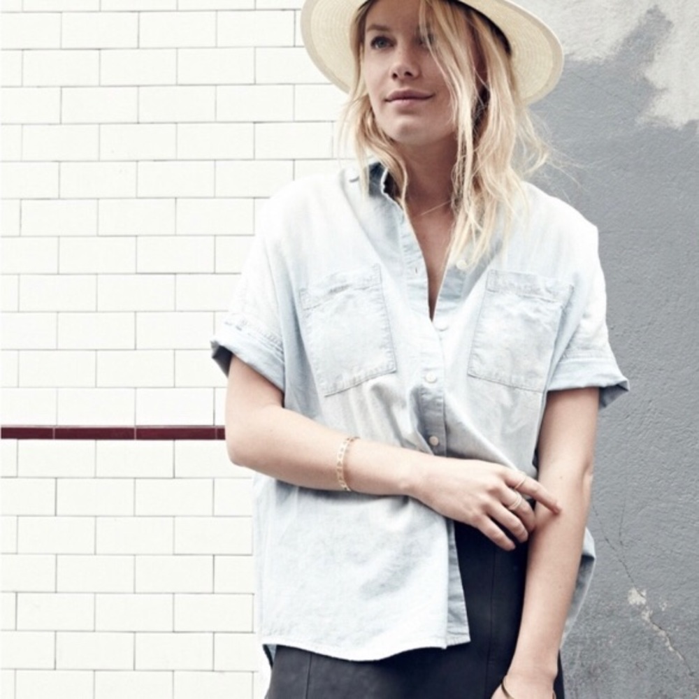 Madewell chambray button down tee